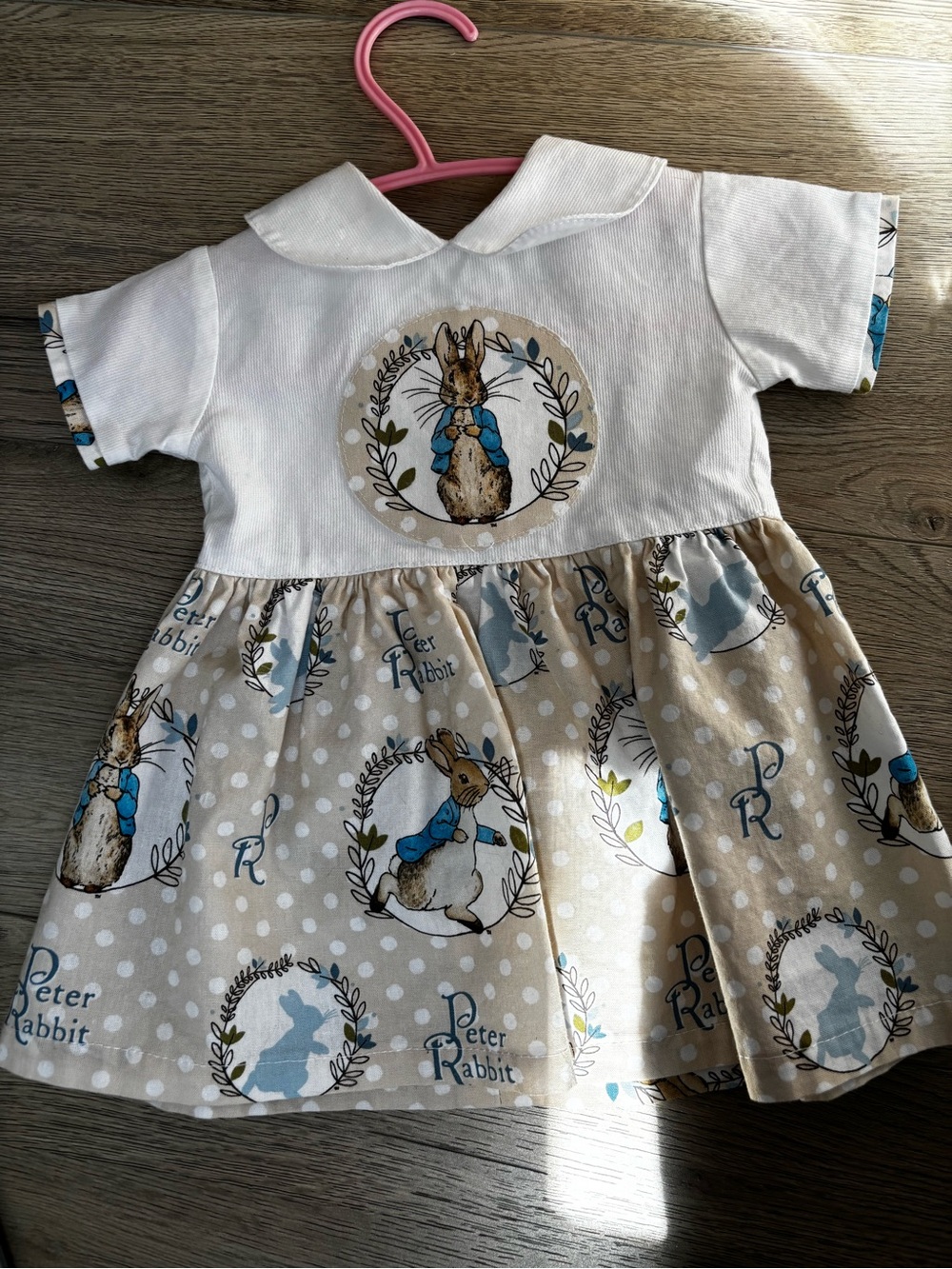 cini bambini Floral Cotton baby Dress in Cream & Blue